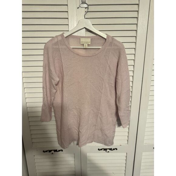 WOMENS CYNTHIA ROWLEY 2PLY MINIMALIST WORK WEAR LIGHT PINK CASHMERE SWEATER SZ M - Picture 1 of 2